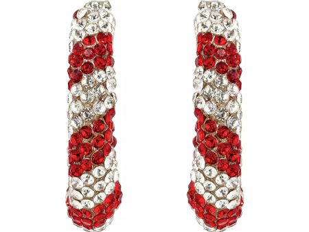 Celebrate Together™ Red & White Crystal Round Hoop Earrings For Sale