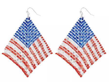 Celebrate Together™ Americana Silver Tone Mesh Flag Drop Earrings Cheap