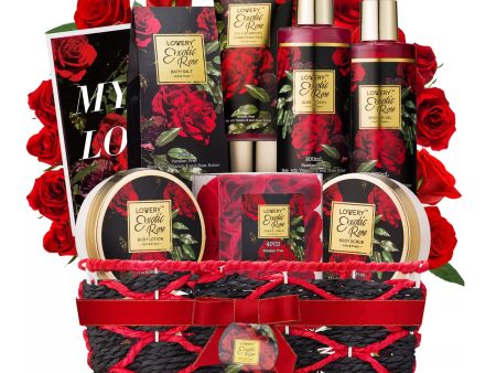 LOVERY Exotic Rose Spa Gift Basket, Self Care Gift - 13 Pieces Hot on Sale