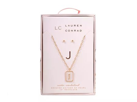 LC Lauren Conrad  Letter K  Dog Tag Nickel Free Earring & Necklace Set Sale