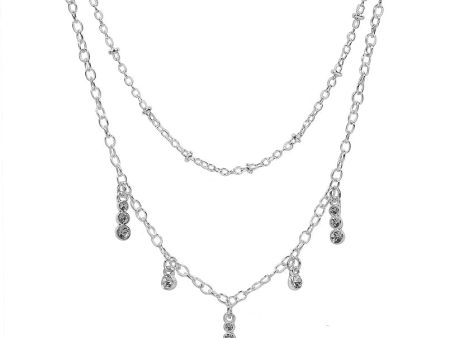 LC Lauren Conrad Silver Tone Crystal Delicate Double-Strand Necklace Supply