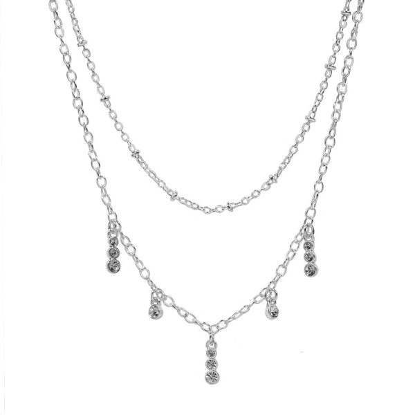 LC Lauren Conrad Silver Tone Crystal Delicate Double-Strand Necklace Supply