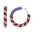 Celebrate Together™ Americana Silver Tone Red, White, & Blue Crystal Hoop Earrings For Cheap