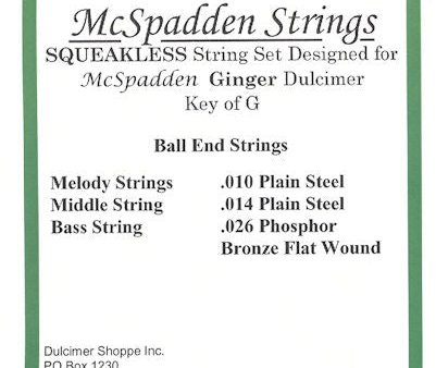 Squeakless String Set for Ginger Dulcimer Key of G, Ball End Cheap