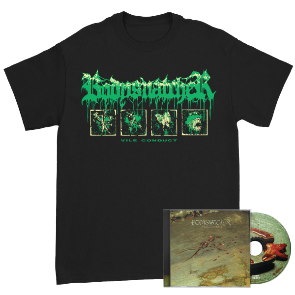 Bodysnatcher - Vile Conduct Green Tee + CD Bundle Hot on Sale